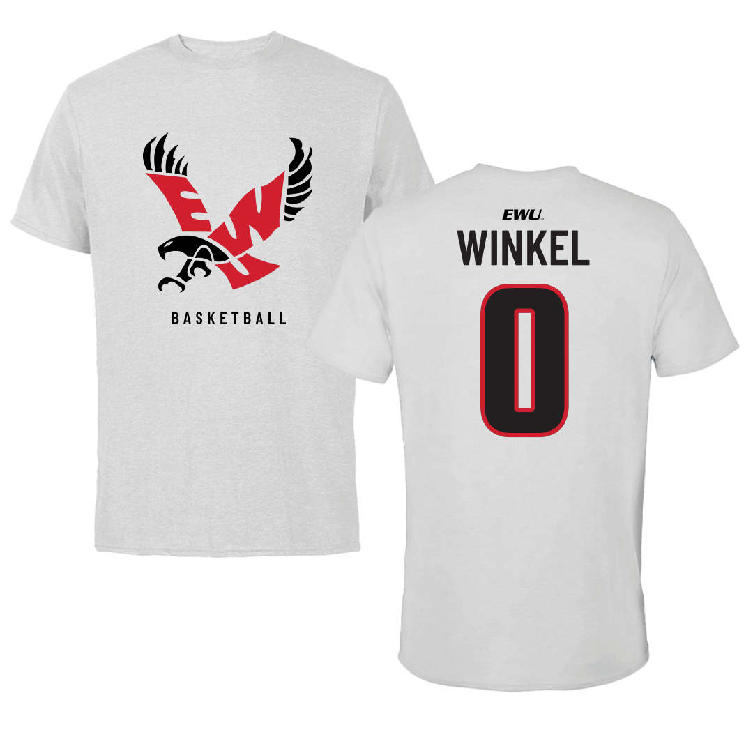 Eastern Washington University Basketball Light Gray Performance Tee - #0 Angelo Winkel