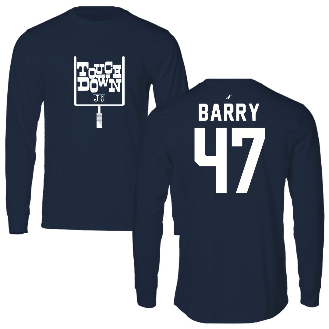 Jackson State University Football Navy Touchdown Performance Long Sleeve - #47 Jackson Barry