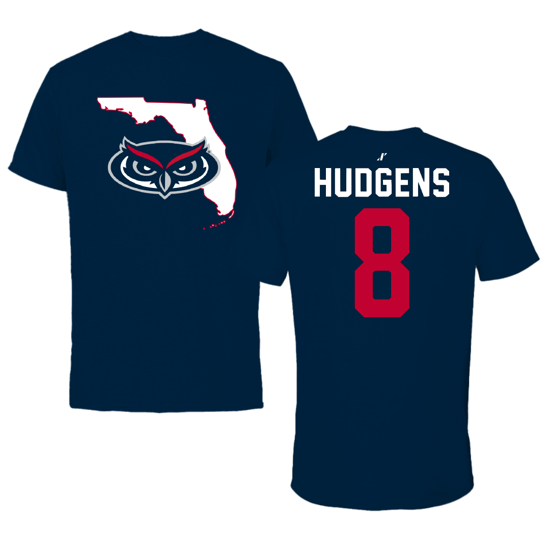 Florida Atlantic University Football Navy State Performance Tee - #8 Logic Hudgens