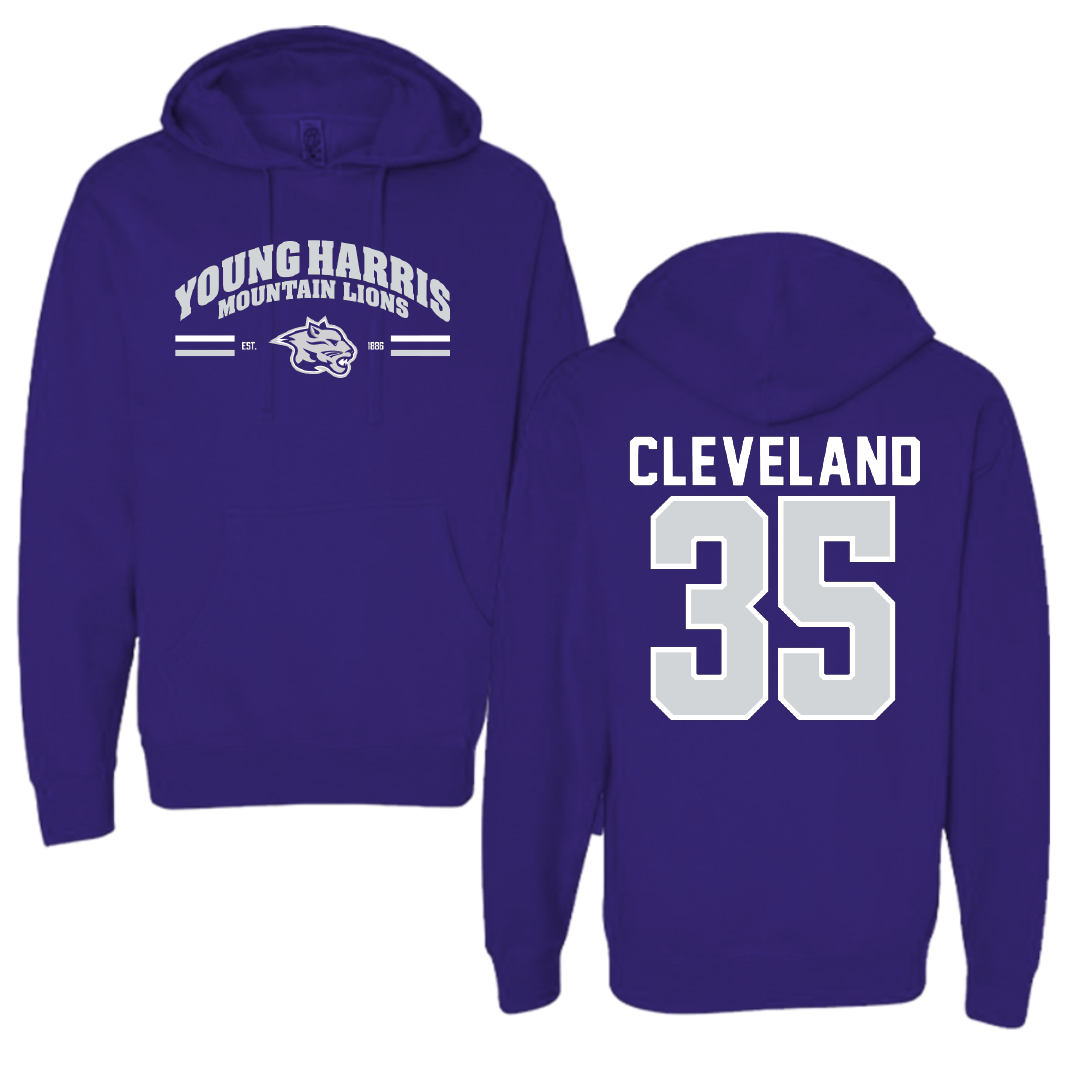 Young Harris College Basketball Purple General Hoodie - #35 Carl Cleveland
