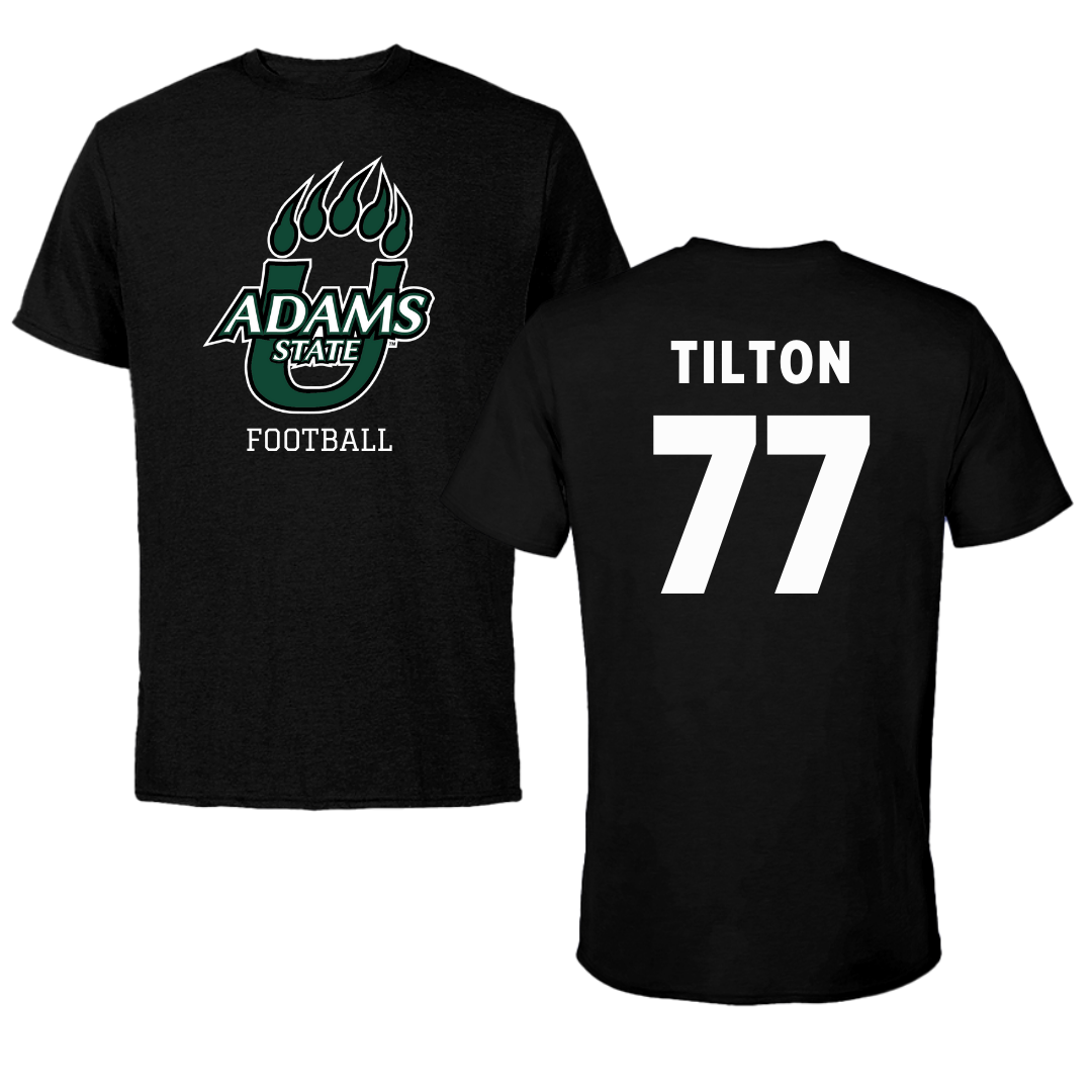 Adams State University Football Black State Tee - #77 Wyatt Tilton