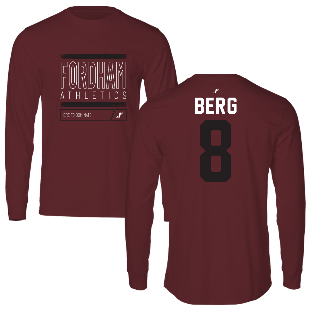 Fordham University Baseball Maroon Dominate Long Sleeve - #8 Aric Berg