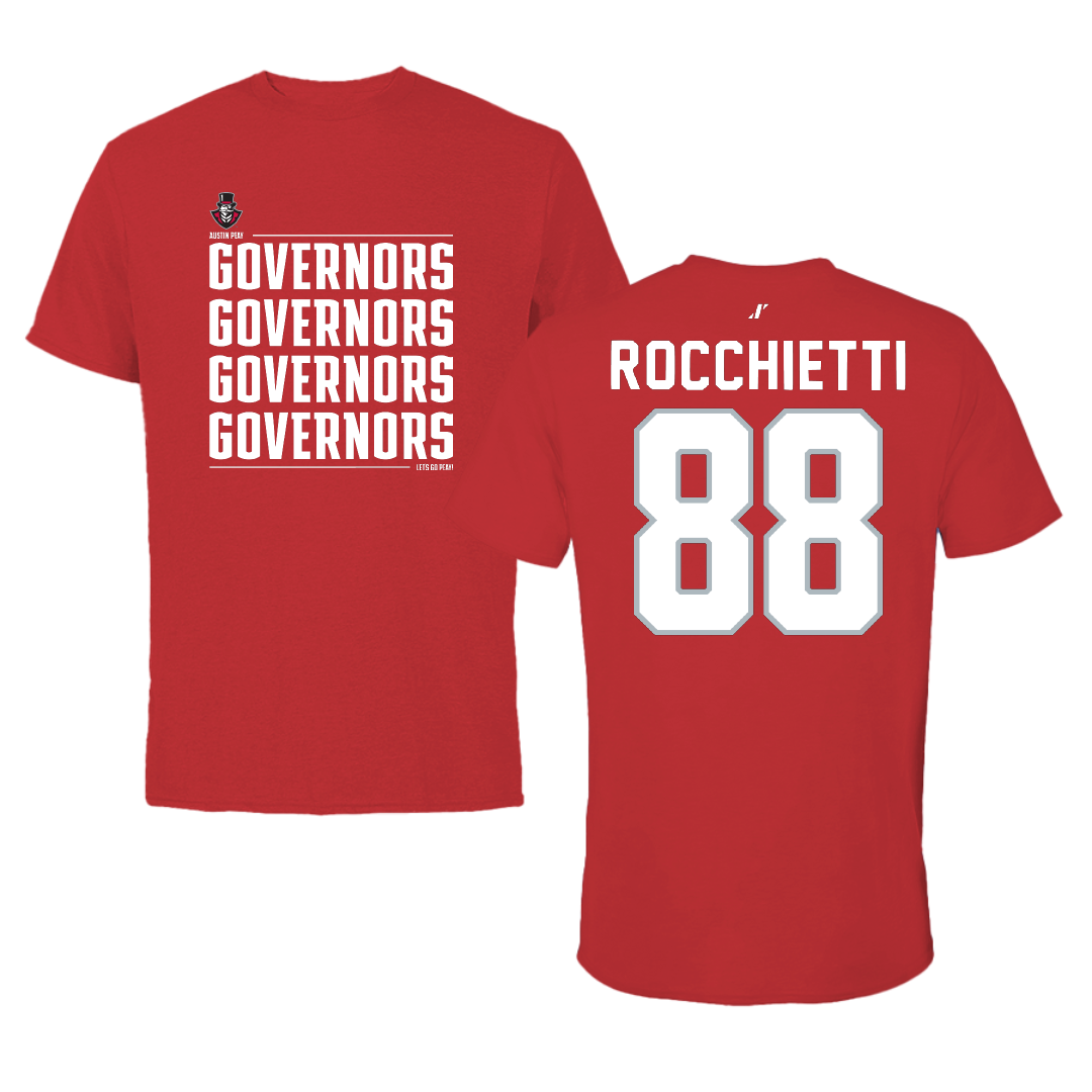 Austin Peay State University Football Red General Tee - #88 Corey Rocchietti