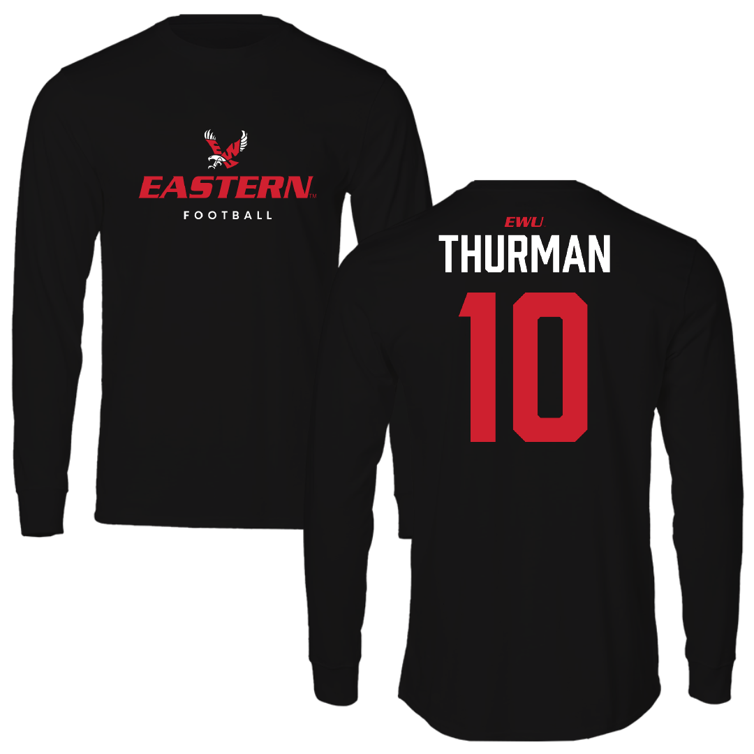 Eastern Washington University Football Black Eastern Performance Long Sleeve - #10 Trevor Thurman