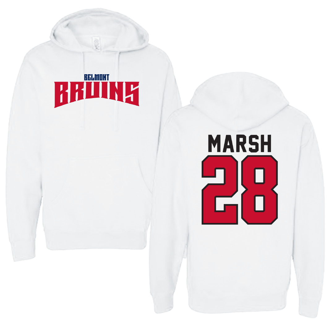 Belmont University Baseball White Classic Hoodie - #28 Owen Marsh
