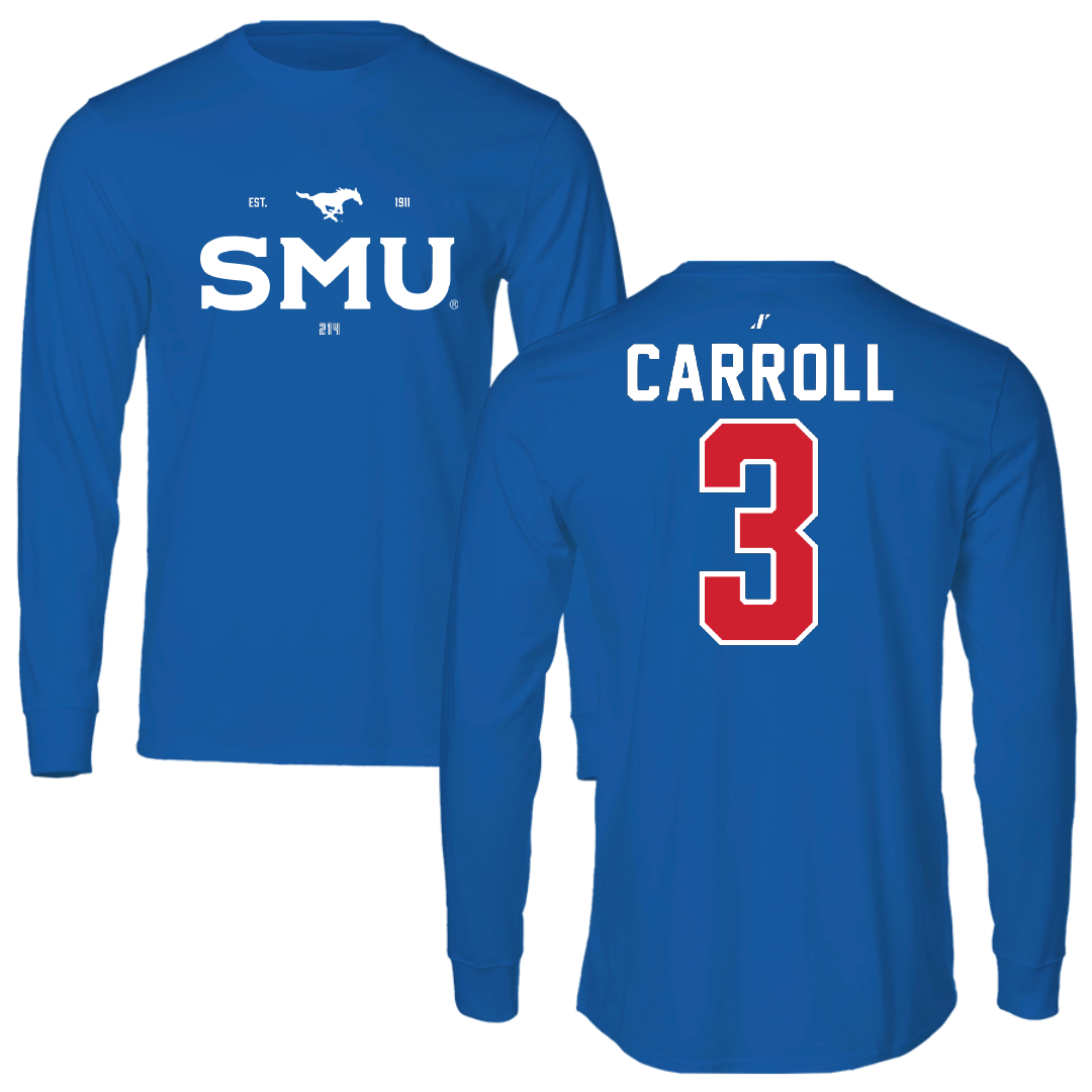 Southern Methodist University Football Blue General Long Sleeve - #3 Jamarion Carroll
