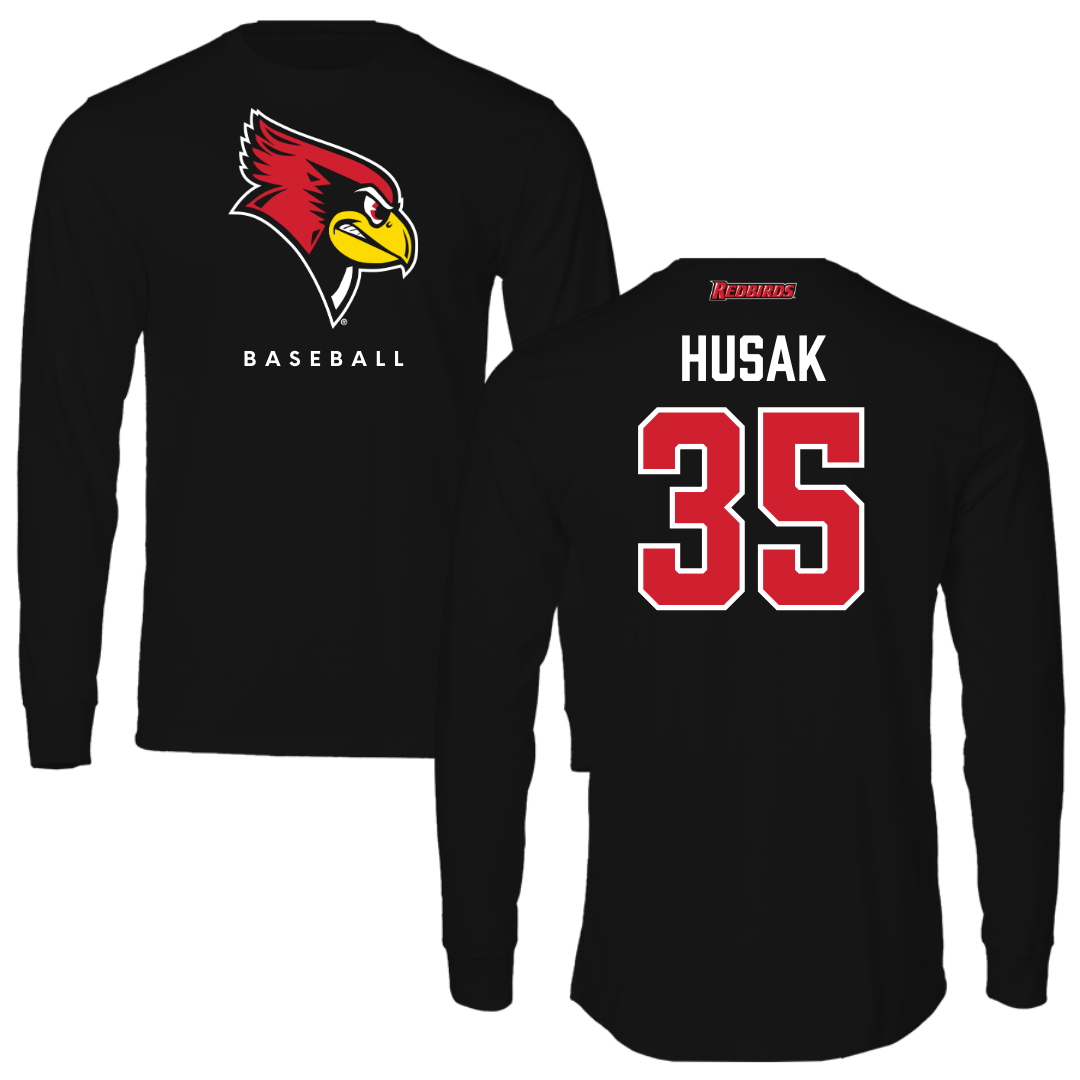 Illinois State University Baseball Black Mascot Performance Long Sleeve - #35 Joe Husak