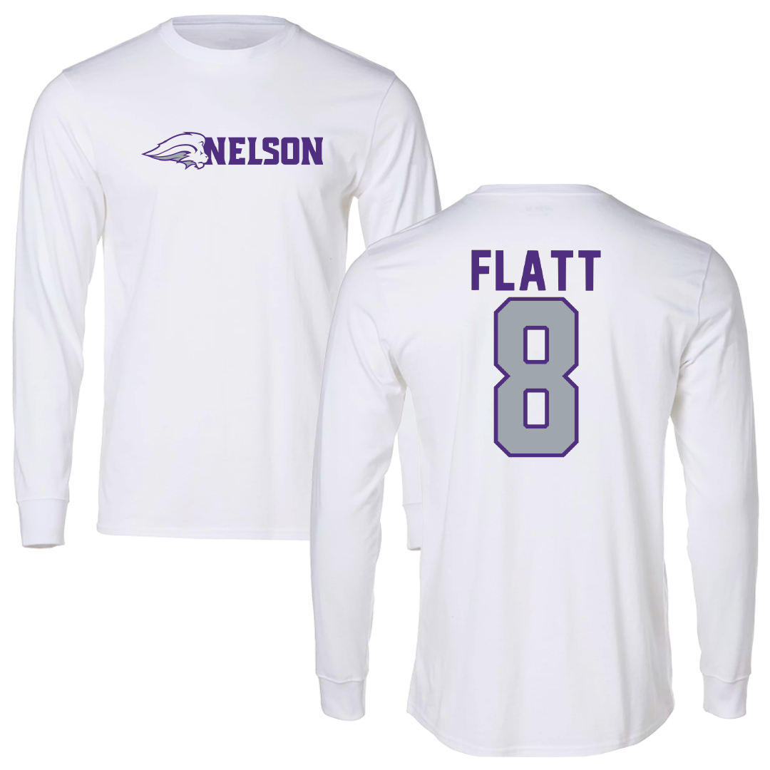 Nelson University Baseball White Long Sleeve - #8 Wesley Flatt