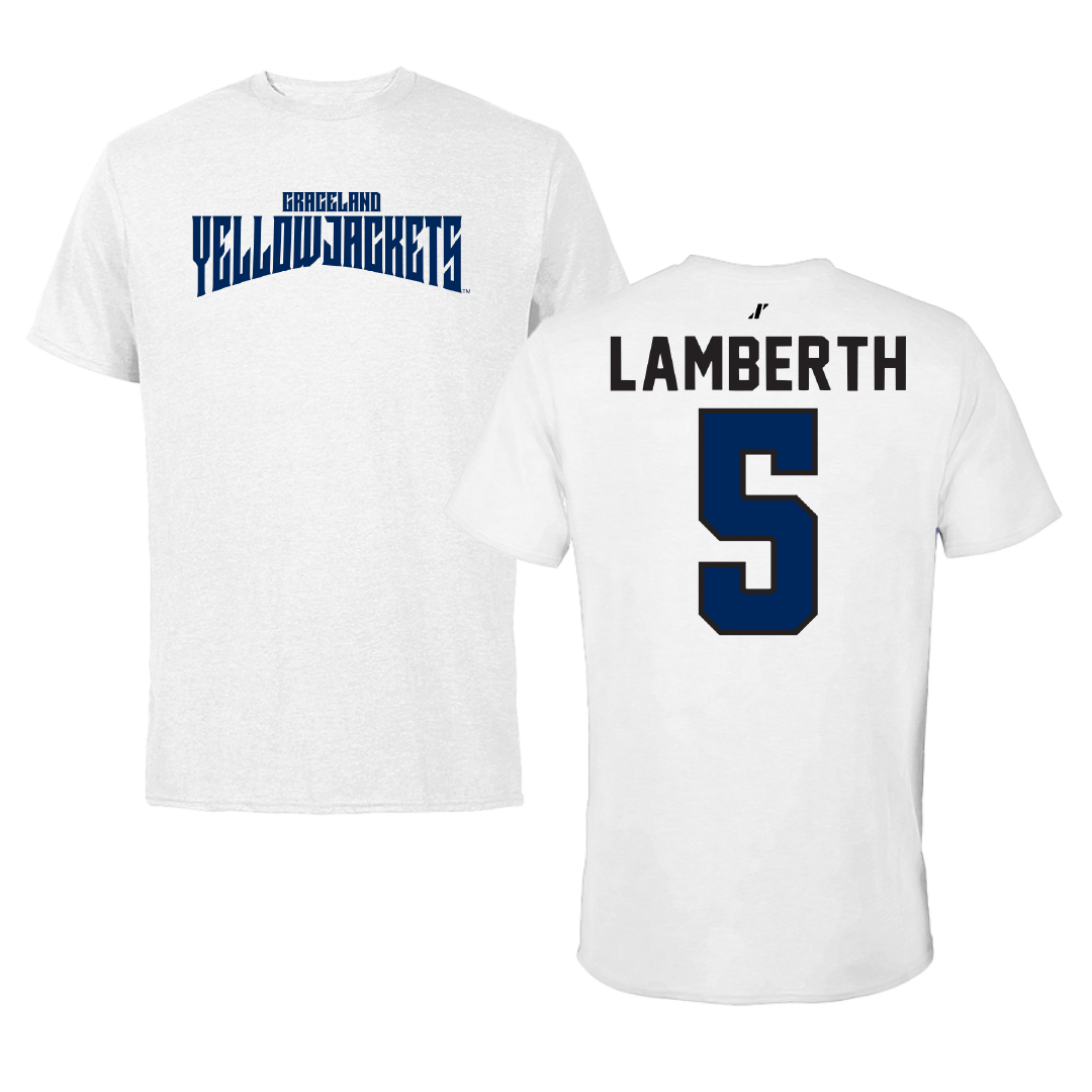 Graceland University Basketball White Classic Tee - #5 Micah Lamberth