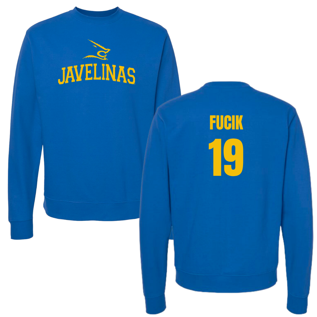 Texas A&M University-Kingsville Football Blue Crewneck - #19 Bryce Fucik