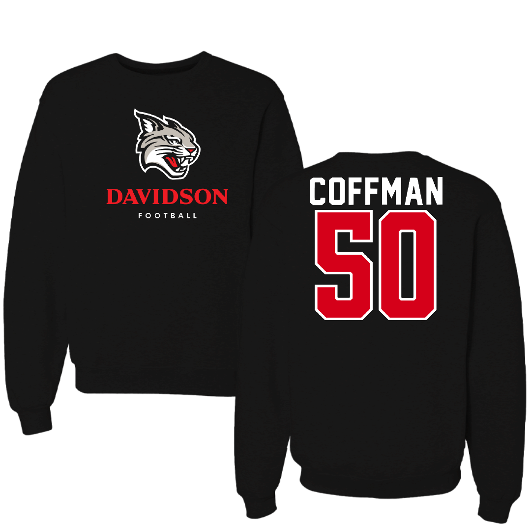 Davidson College Football Black Crewneck - #50 Carson Coffman
