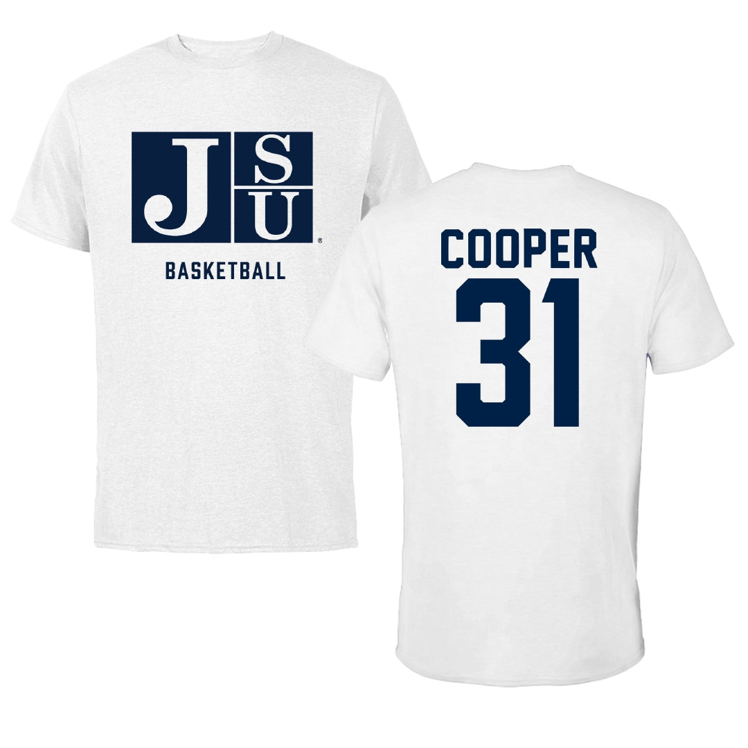 Jackson State University Basketball White Performance Tee - #31 Zoe Cooper