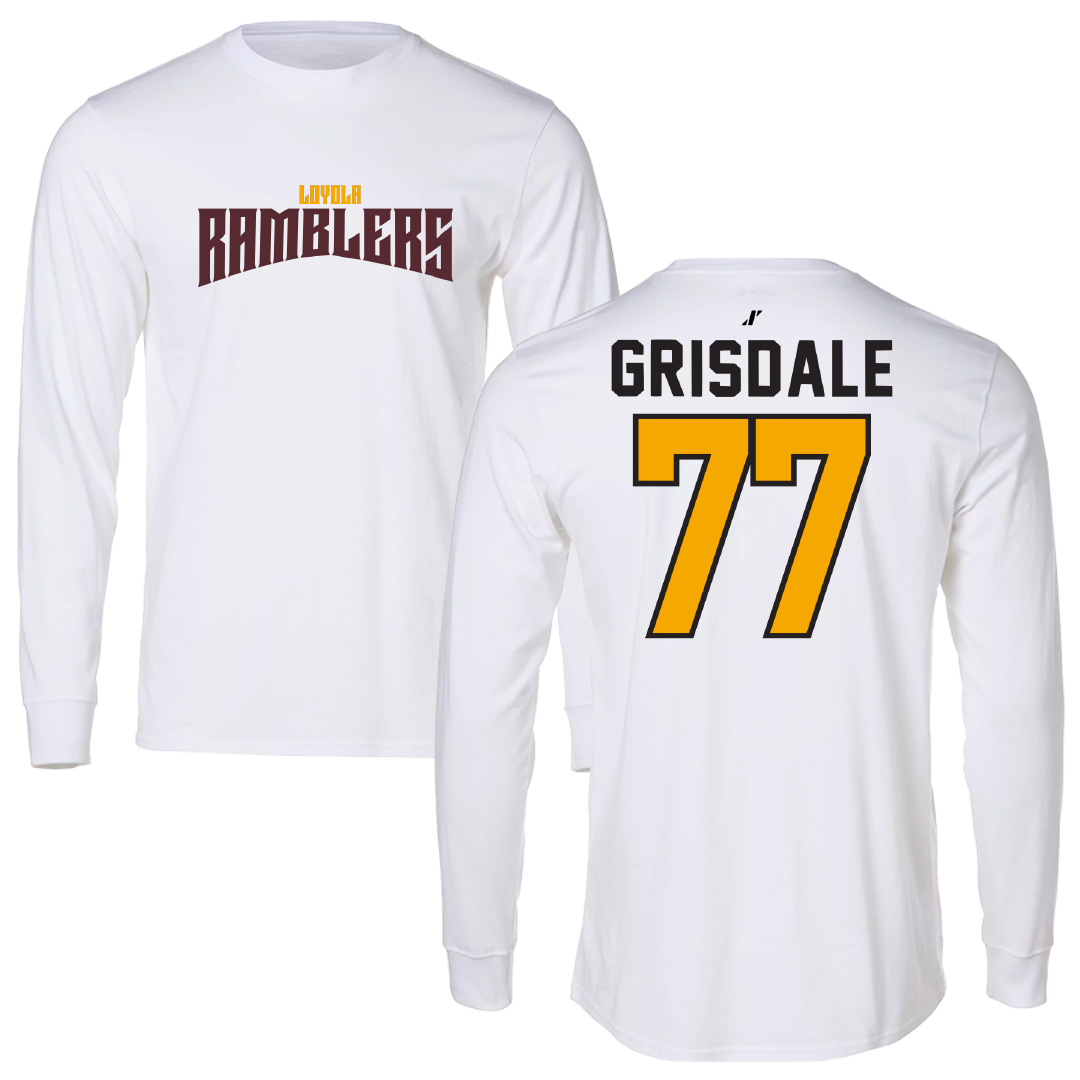 Loyola University-Chicago Soccer White Classic Performance Long Sleeve - #77 Faith Grisdale