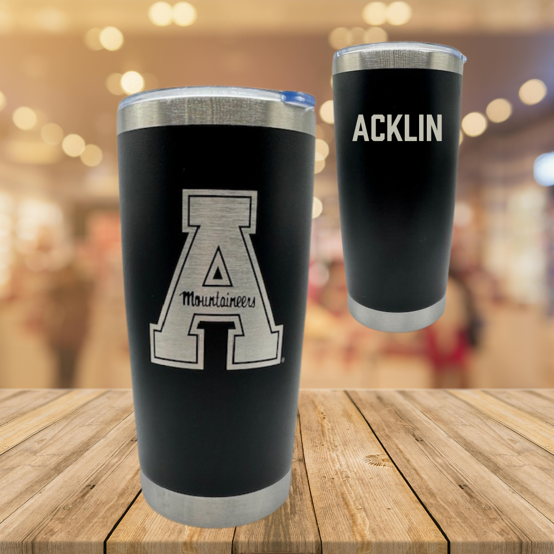 Appalachian State University Wrestling Black Stainless Steel Tumbler - Drake Acklin