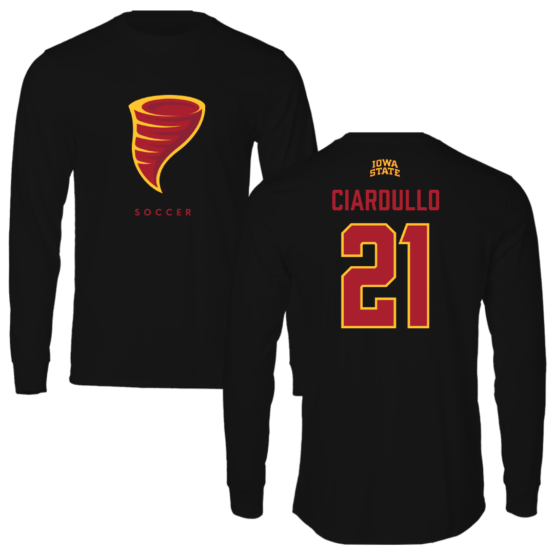 Iowa State University Soccer Black Performance Long Sleeve - #21 Ella Ciardullo