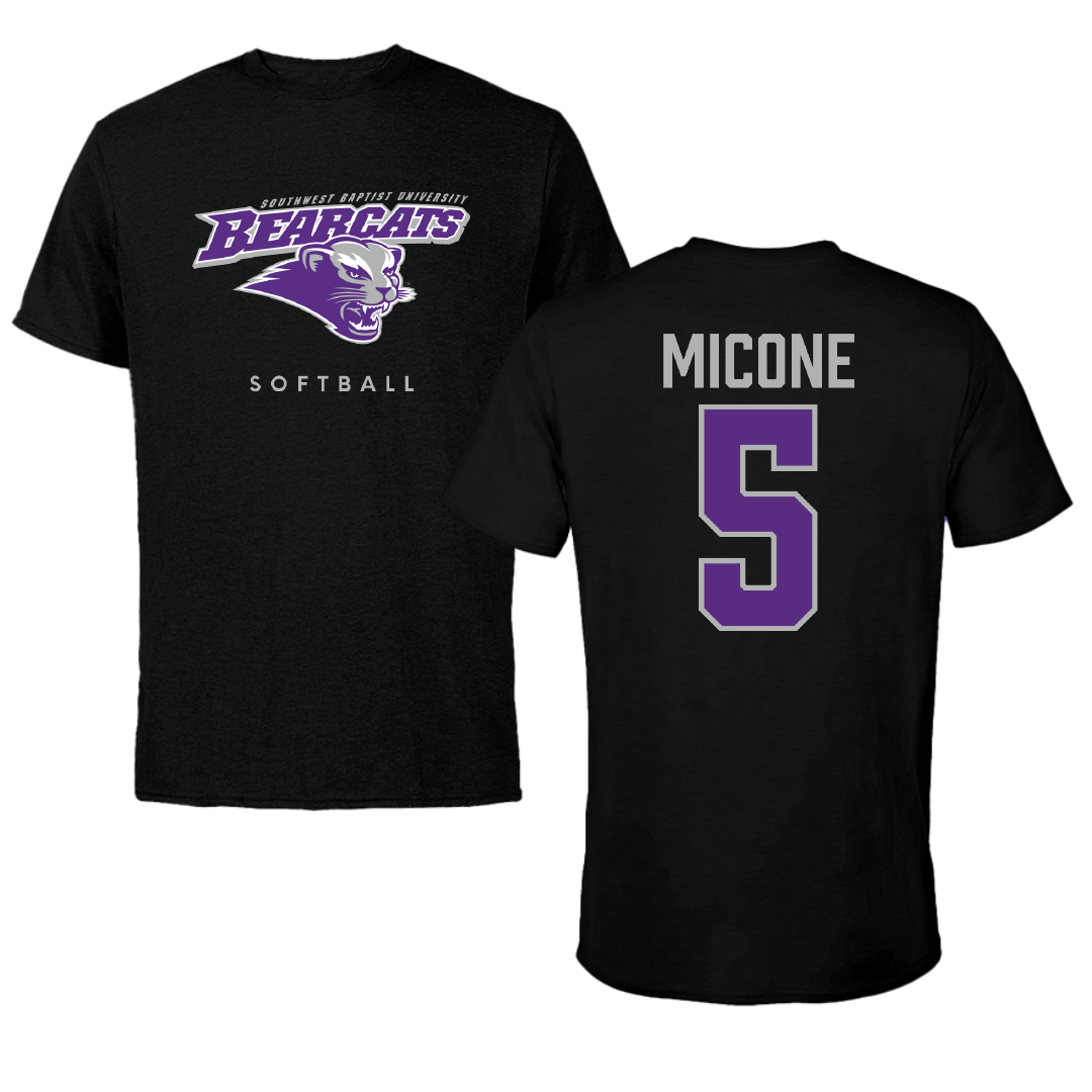 Southwest Baptist University Softball Black Performance Tee - #5 Angelina Micone