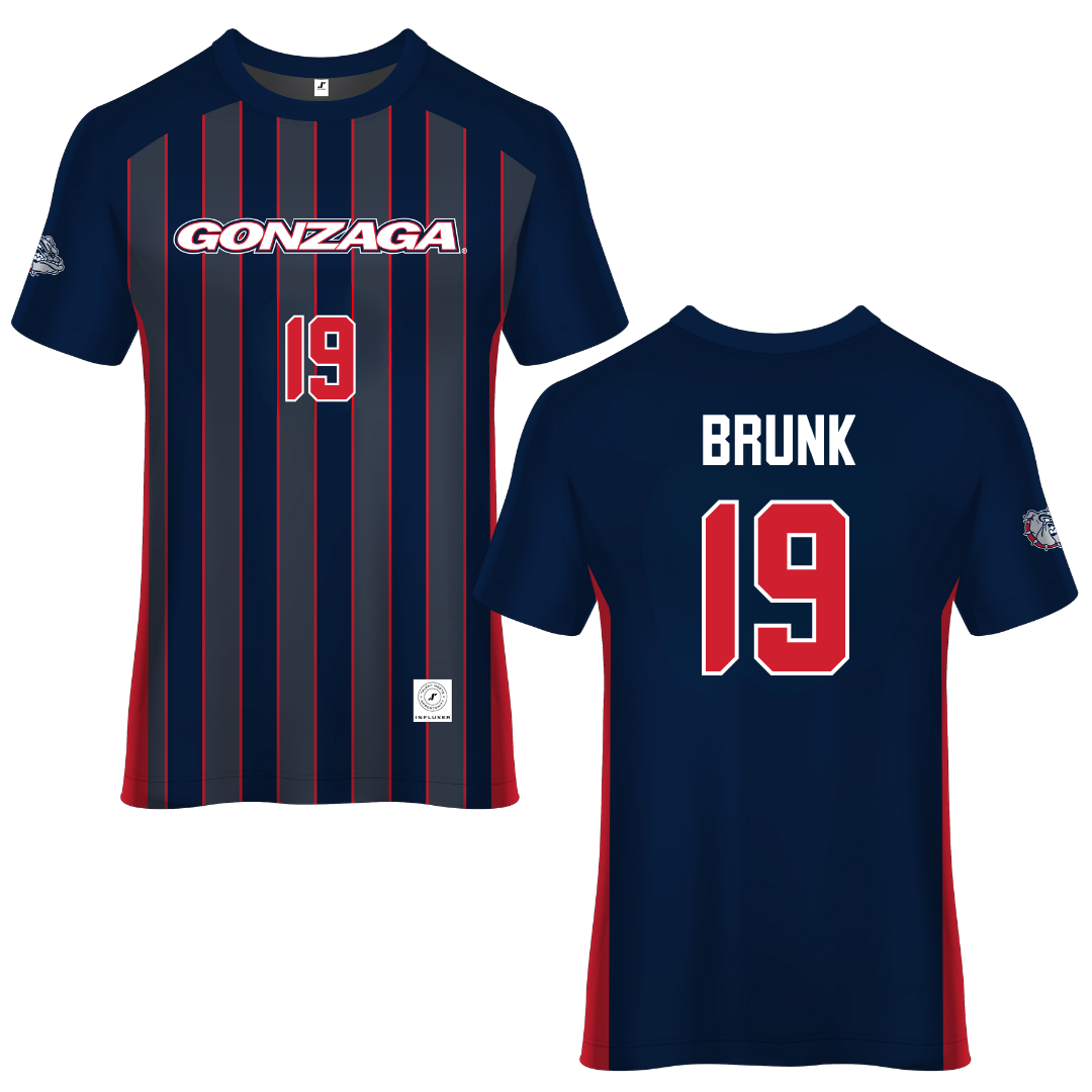 Gonzaga University Navy Soccer Jersey - #19 Hudson Brunk