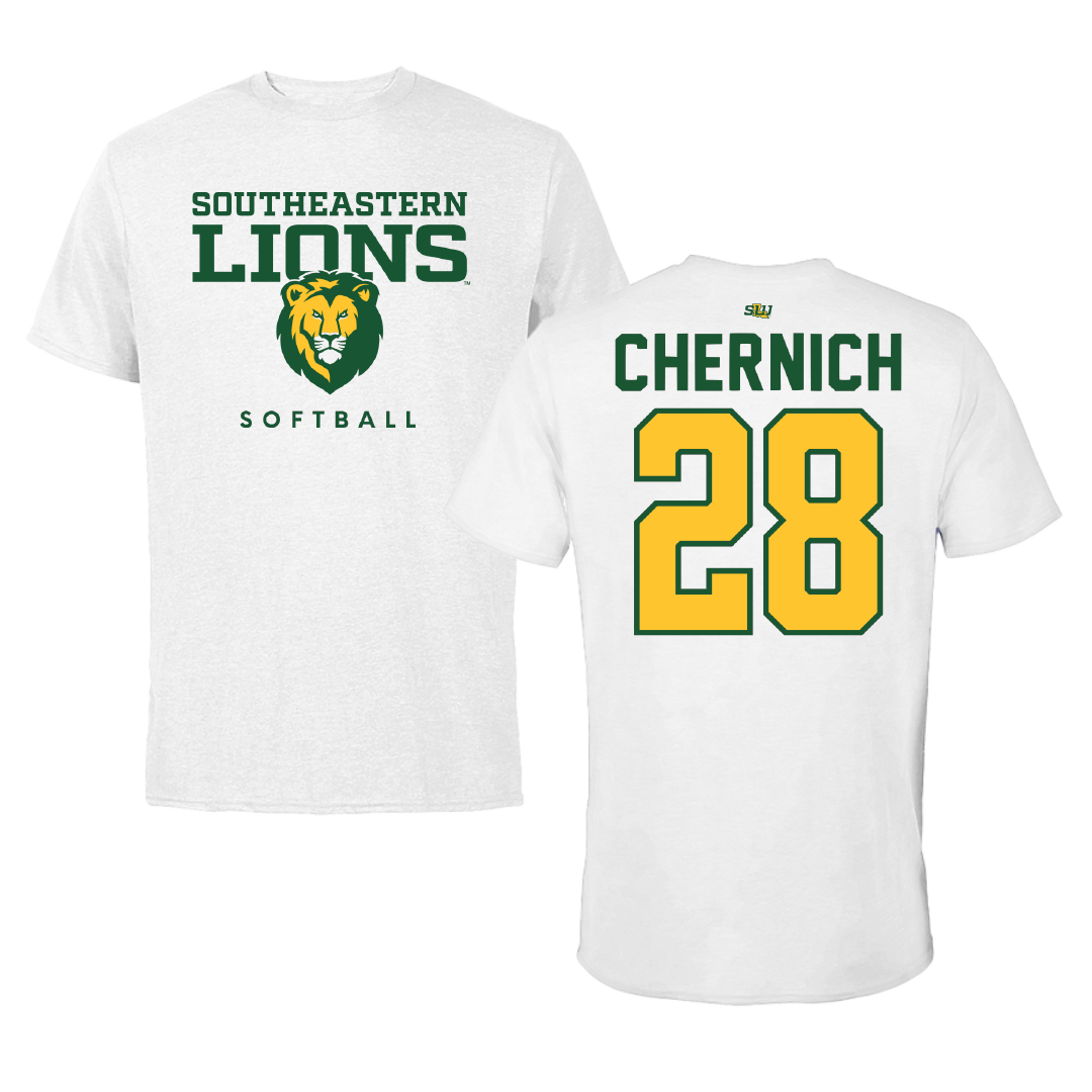 Southeastern Louisiana University Softball White Tee - #28 Nadia Chernich