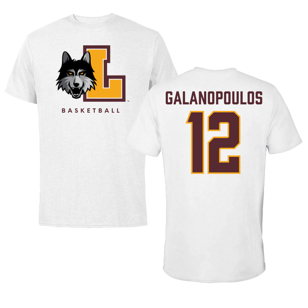 Loyola University-Chicago Basketball White Tee - #12 Sam Galanopoulos