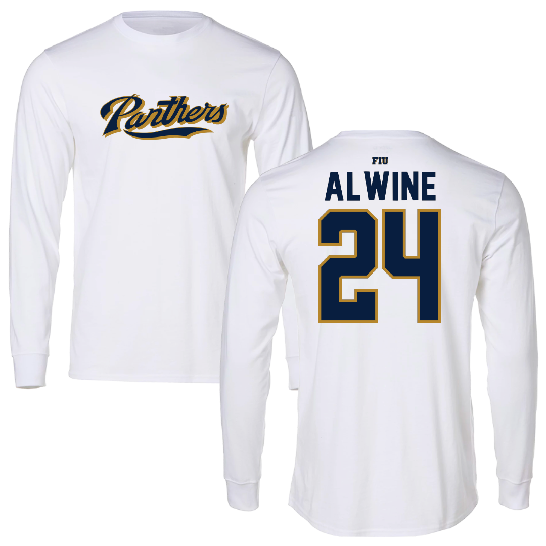 Florida International University Baseball White Panthers Long Sleeve - #24 Evan Alwine