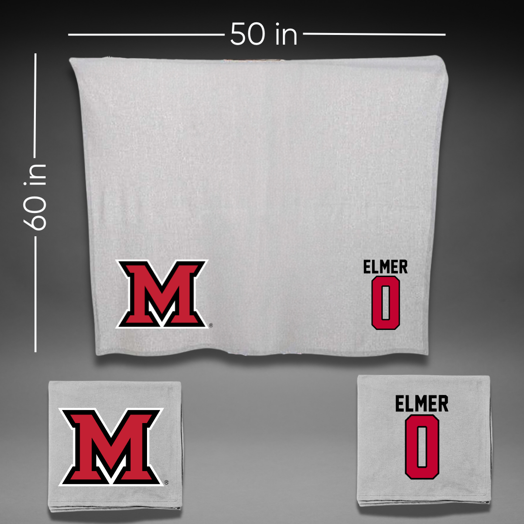Miami University (Ohio) Basketball Gray Blanket - #0 Eian Elmer