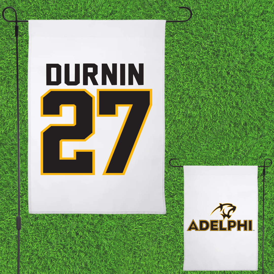 Adelphi University Lacrosse White Garden Flag - #27 Ryan Durnin