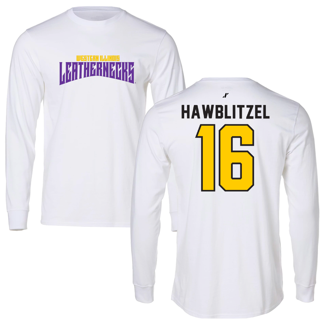Western Illinois University Volleyball White Classic Long Sleeve - #16 Melaina Hawblitzel