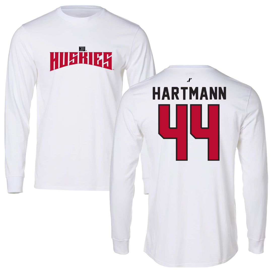 Northern Illinois University Baseball White Classic Long Sleeve - #44 Kyle Hartmann