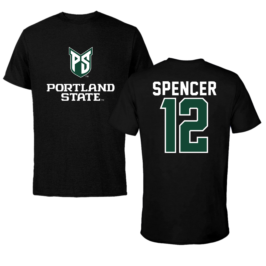 Portland State University Basketball Black Block Performance Tee - #12 Tait Spencer