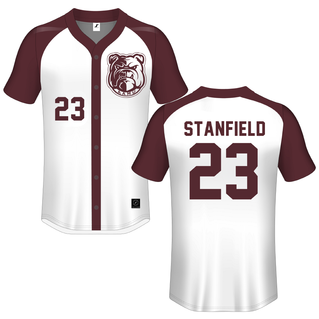 Alabama A&M University White Button-Down Jersey - #23 Kamren-Jakob Stanfield