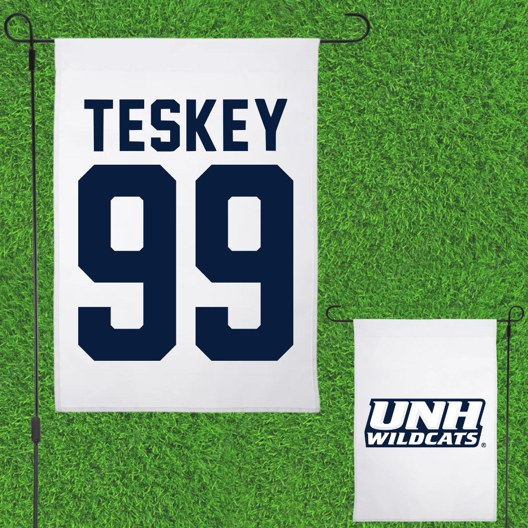 University of New Hampshire Football White Garden Flag - #99 Luke Teskey