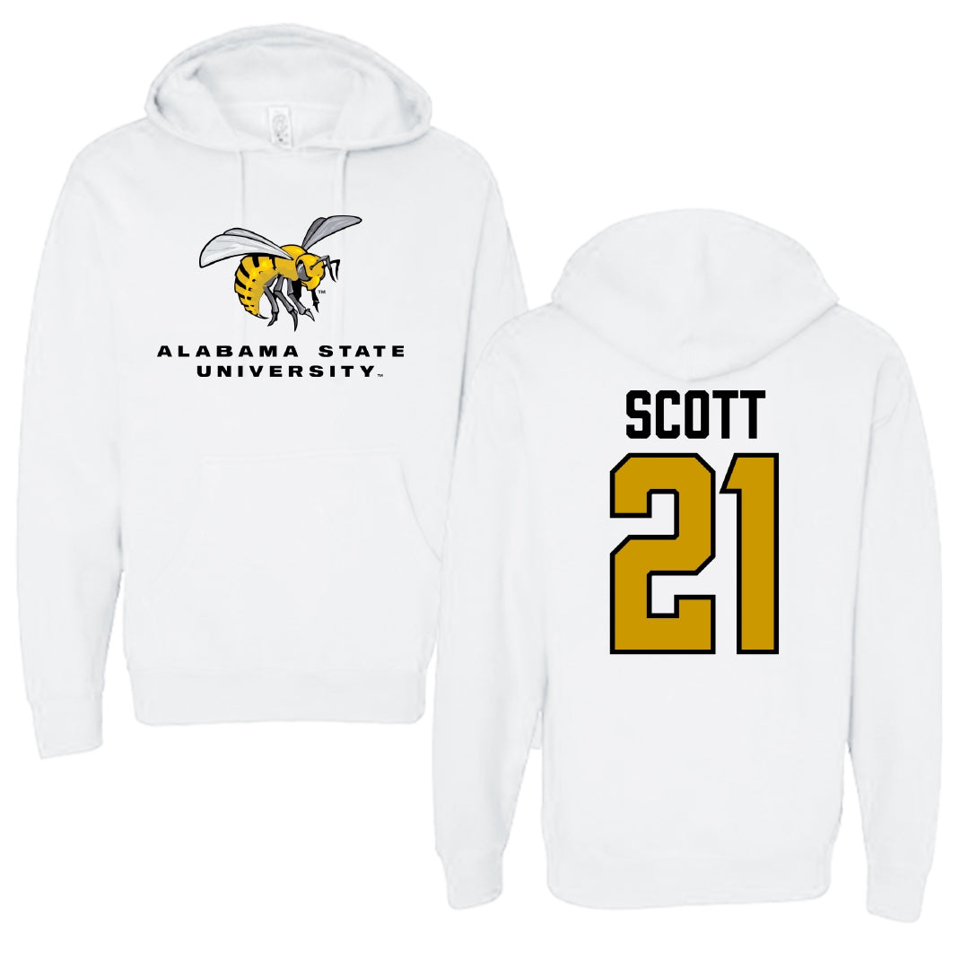 Alabama State University Softball White Block Hoodie - #21 Alana Scott