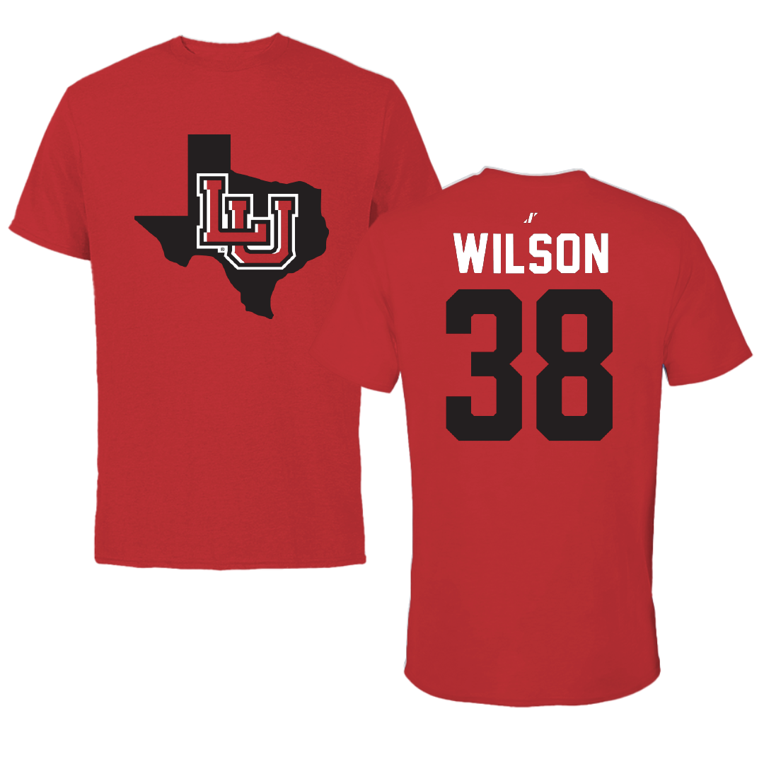 Lamar University Baseball Red State Tee - #38 Tanner Wilson