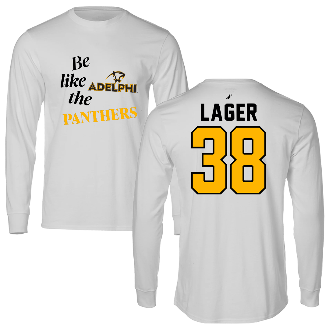 Adelphi University Soccer Light Gray Be Like Us Performance Long Sleeve - #38 Ethan Lager