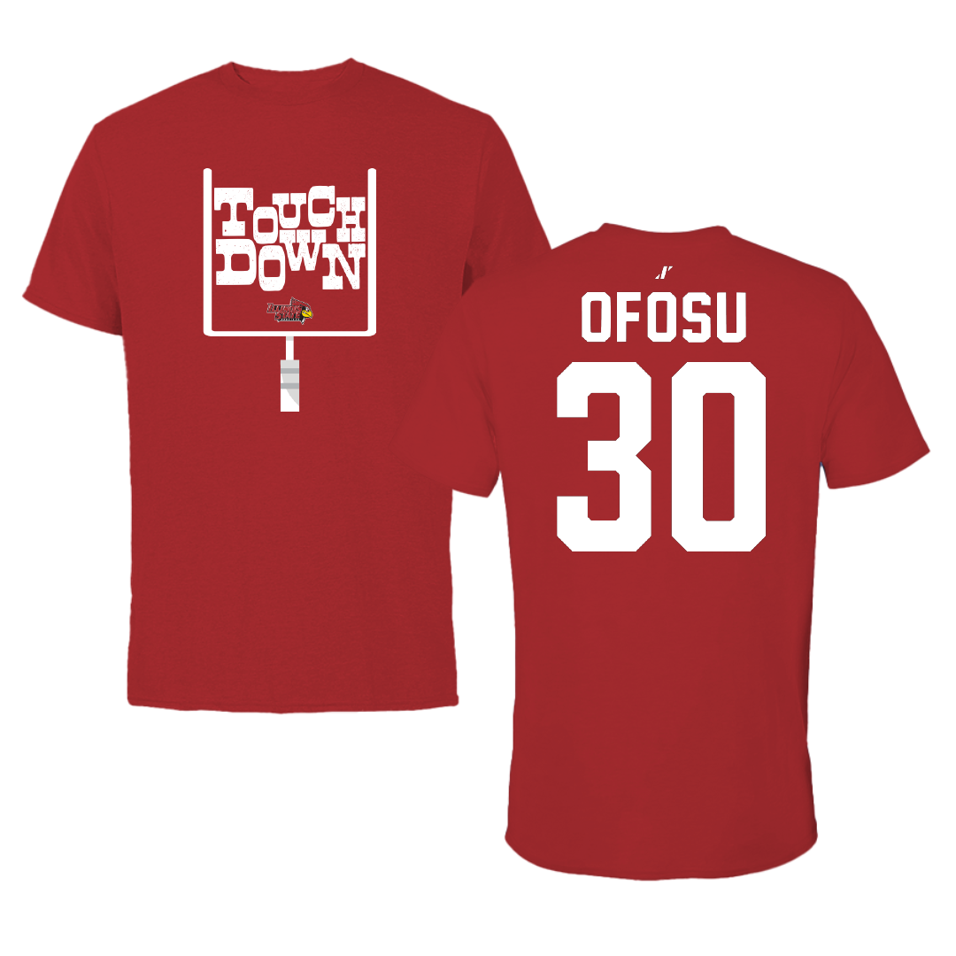Illinois State University Football Canvas Red Touchdown Tee - #30 Emmanuel Ofosu