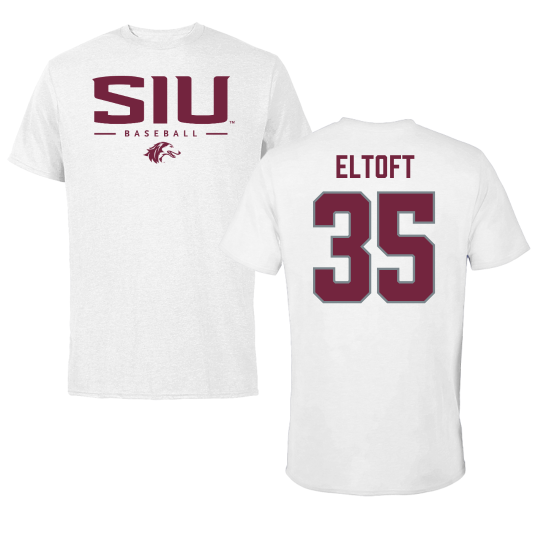 Southern Illinois University at Carbondale Baseball White Performance Tee - #35 Bennett Eltoft