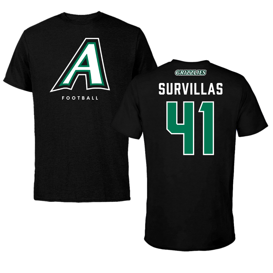 Adams State University Football Black Block Tee - #41 Zachary Survillas