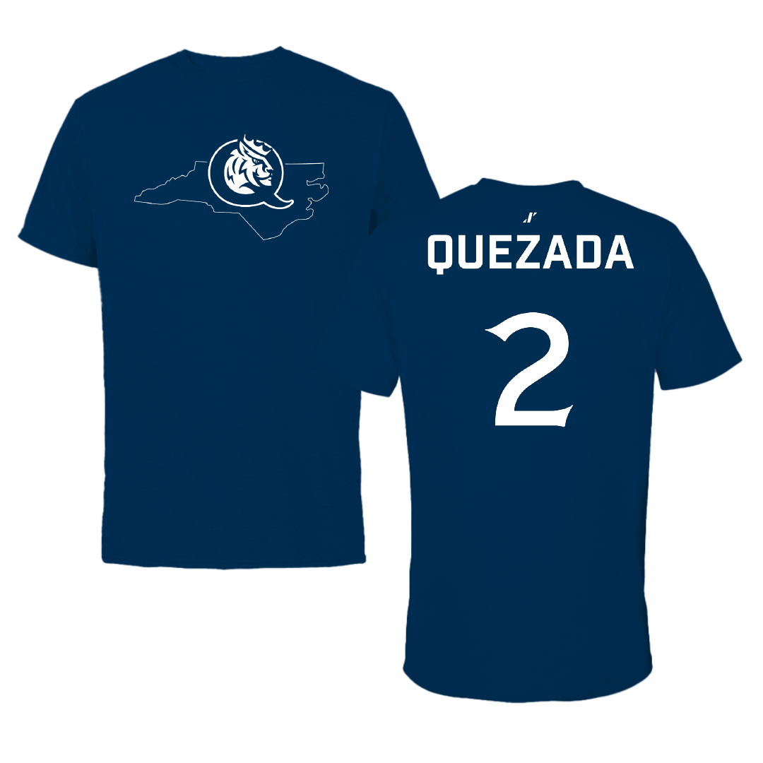 Queens University of Charlotte Baseball Navy State Tee - #2 Adrian Quezada