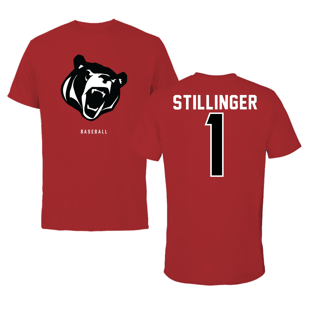 Lenoir-Rhyne University Baseball Canvas Red Bears Tee - #1 Andrew Stillinger