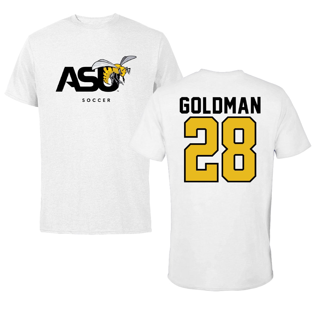 Alabama State University Soccer White ASU Performance Tee - #28 Morgan Goldman