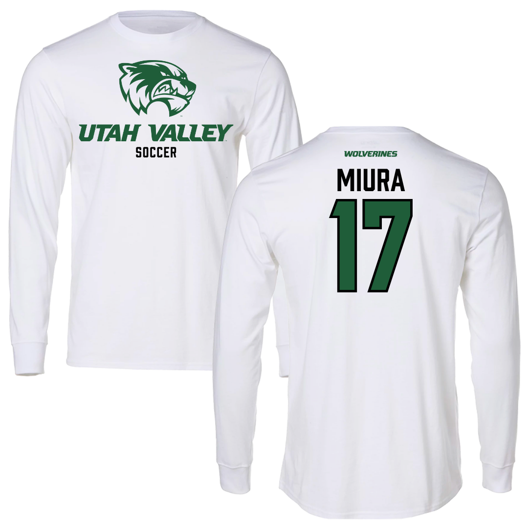 Utah Valley University Soccer White Long Sleeve - #17 Ura Miura