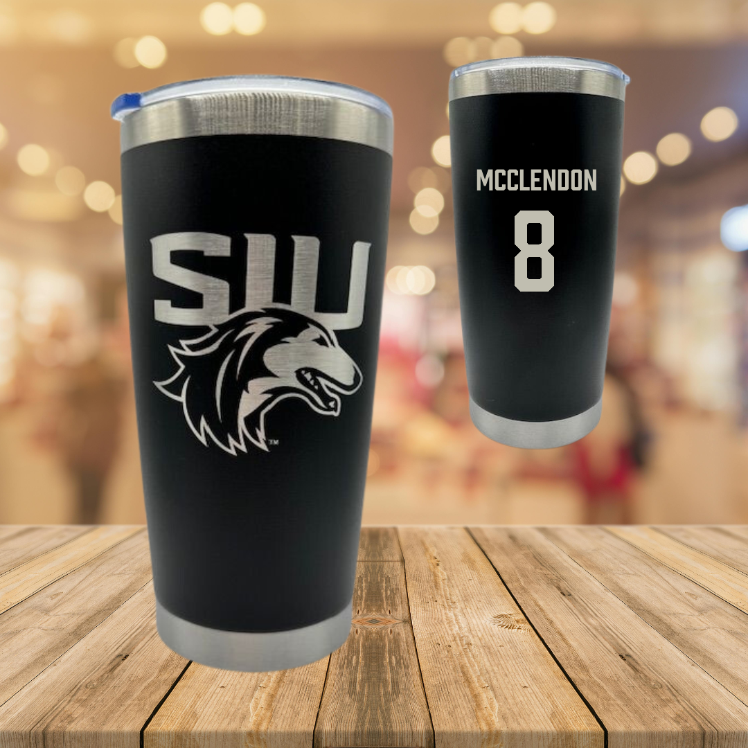 Southern Illinois University at Carbondale Football Black Stainless Steel Tumbler - #8 Jeremiah McClendon