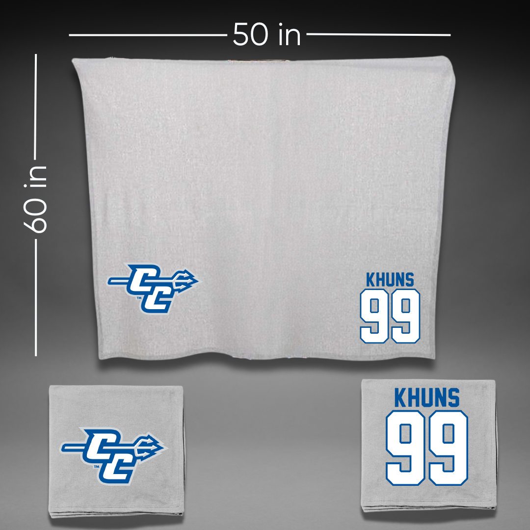 Central Connecticut State University Football Gray Blanket - #99 Karl Khuns
