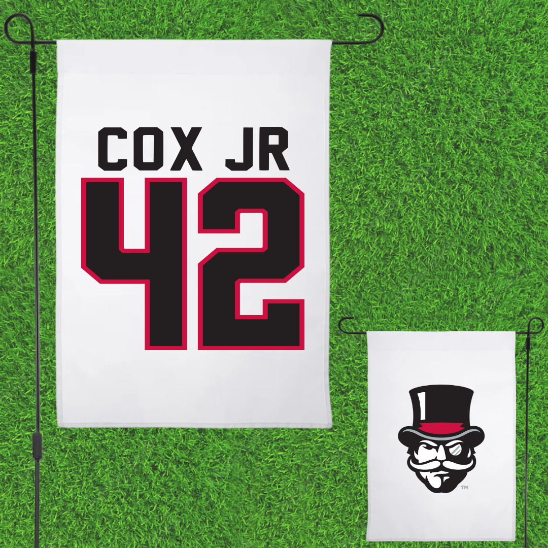 Austin Peay State University Football White Garden Flag - #42 TJ Cox Jr