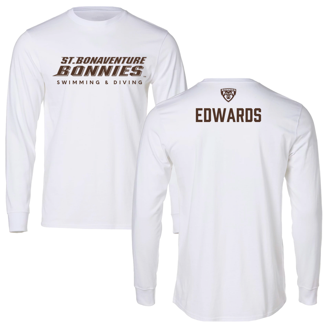 St. Bonaventure University Swimming & Diving White Performance Long Sleeve - Jonathan Edwards