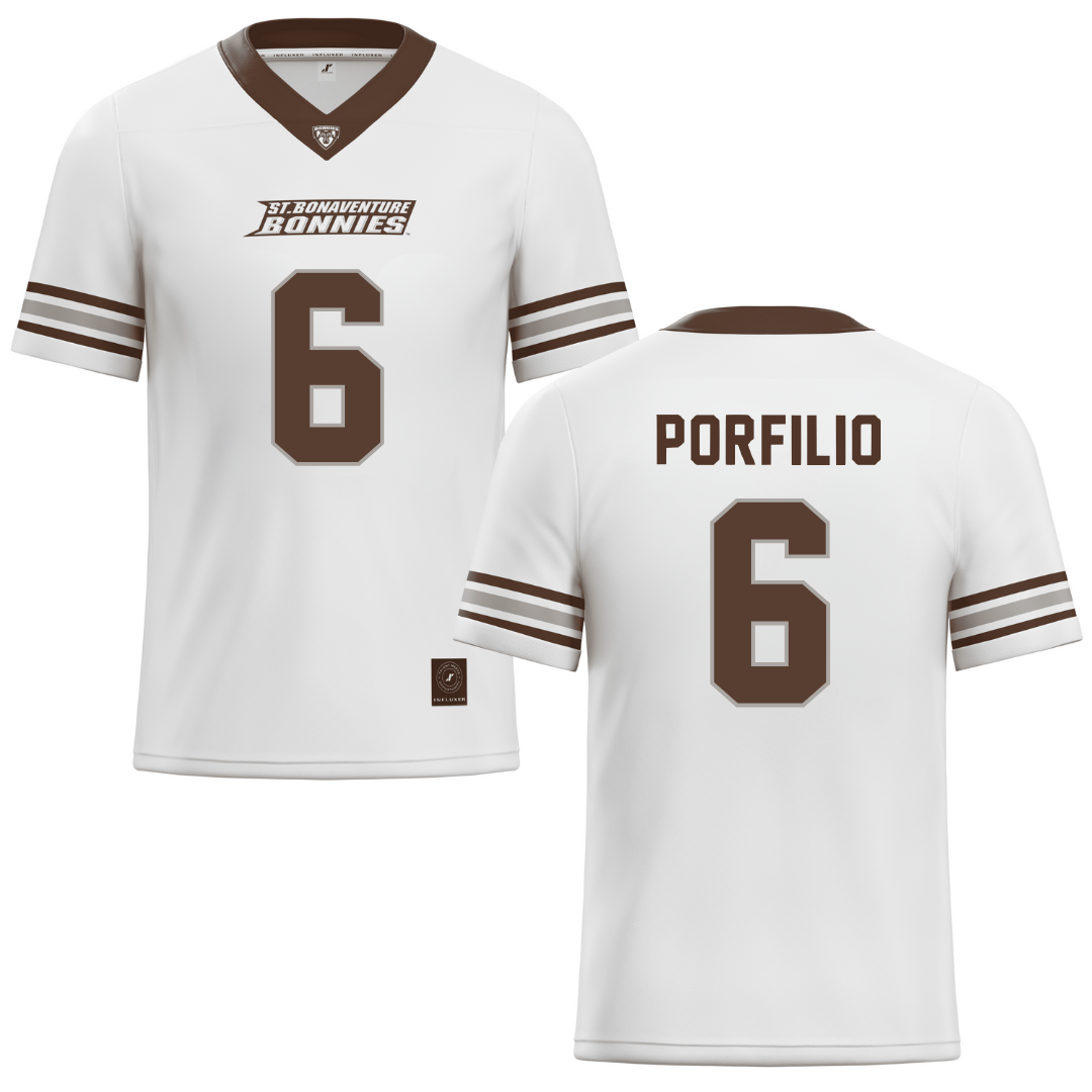 St. Bonaventure University White Lacrosse Jersey - #6 Nick Porfilio