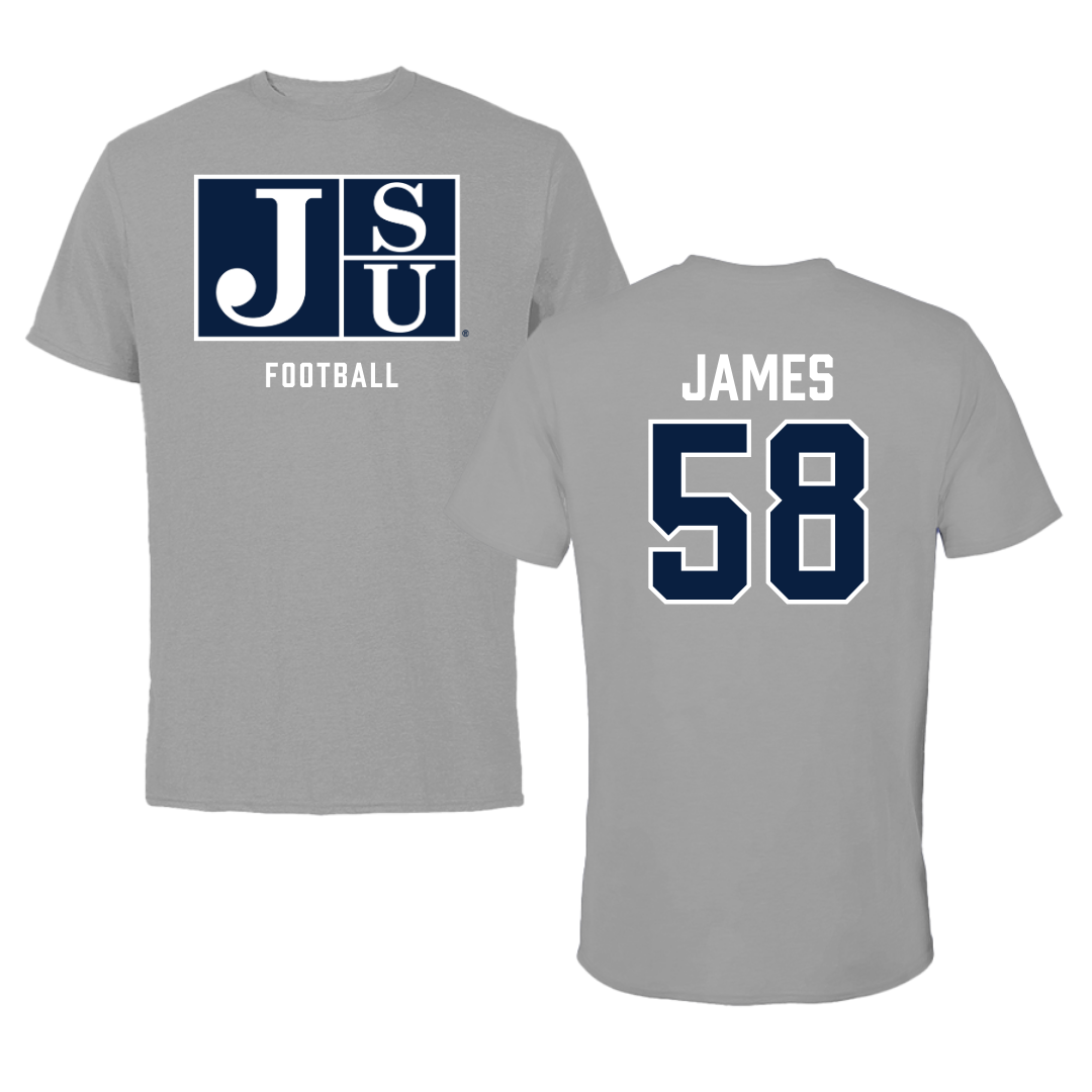 Jackson State University Football Gray Tee - #58 Cameron James