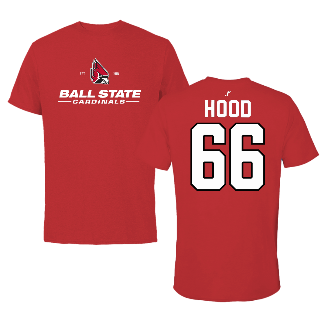 Ball State University Football Red General Tee - #66 Chris Hood