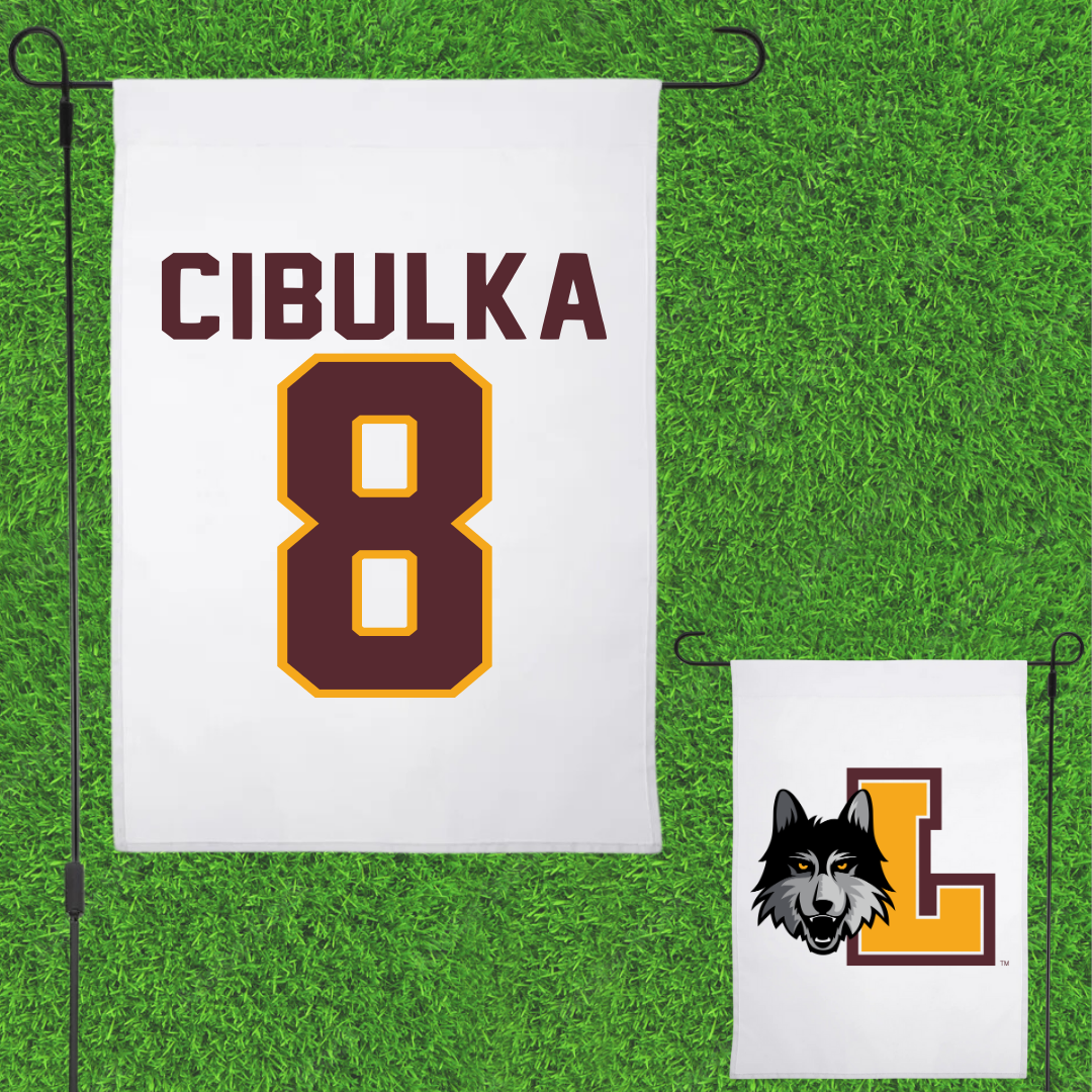 Loyola University-Chicago Soccer White Garden Flag - #8 Jaimee Cibulka