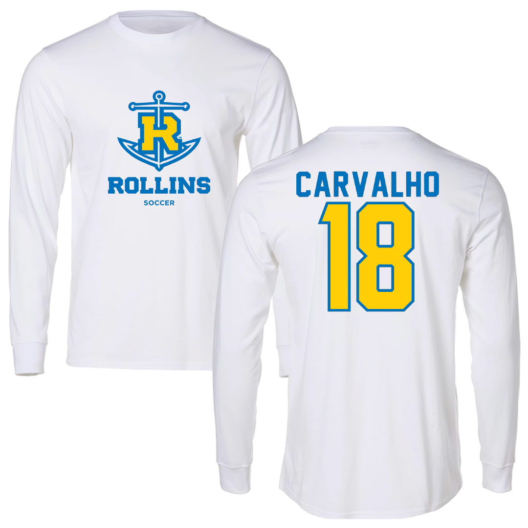 Rollins College Soccer White Long Sleeve - #18 Lucca Carvalho